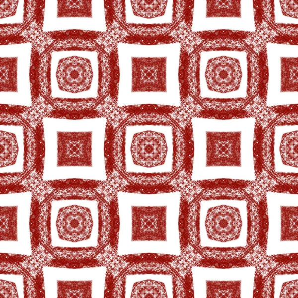 Ikat Repetición Diseño Trajes Baño Vino Rojo Simétrico Caleidoscopio Fondo — Foto de Stock
