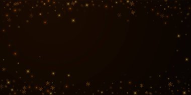 Kış yıldızlı, karlı Noel örtüsü. Noel ışıkları, bokeh, kar taneleri, gece arkaplanda yıldızlar. Lüks, gerçek, ışıl ışıl bir şablon. Üstün vektör illüstrasyonu.