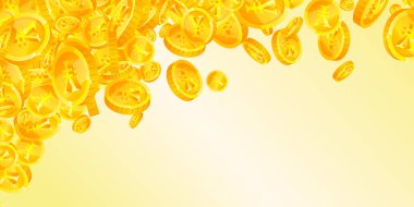 Çin Yuan paraları düşüyor. Muhteşem dağınık CNY paraları. Çin parası. Büyük ikramiye, servet ya da başarı konsepti. Vektör illüstrasyonu.