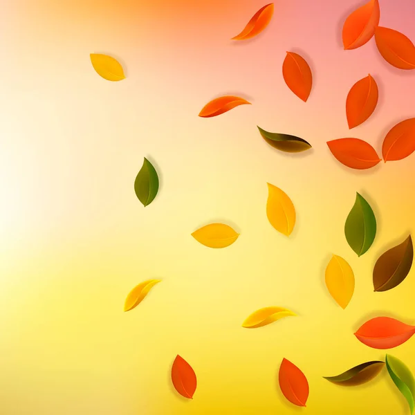 Fallende Herbstblätter Rote Gelbe Grüne Braune Saubere Blätter Fliegen Gradient — Stockvektor