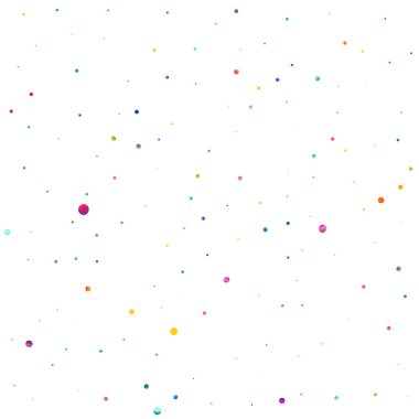 Beyaz arka planda suluboya konfeti. Takdire şayan gökkuşağı renkli noktalar. Mutlu kare renkli parlak kartlar. Konfetiye boyanmış inanılmaz bir el..