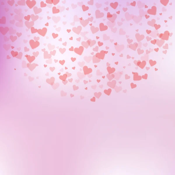 Rode Hart Liefde Confettis Valentijnsdag Halve Cirkel Fantastische Achtergrond Vallende — Stockvector