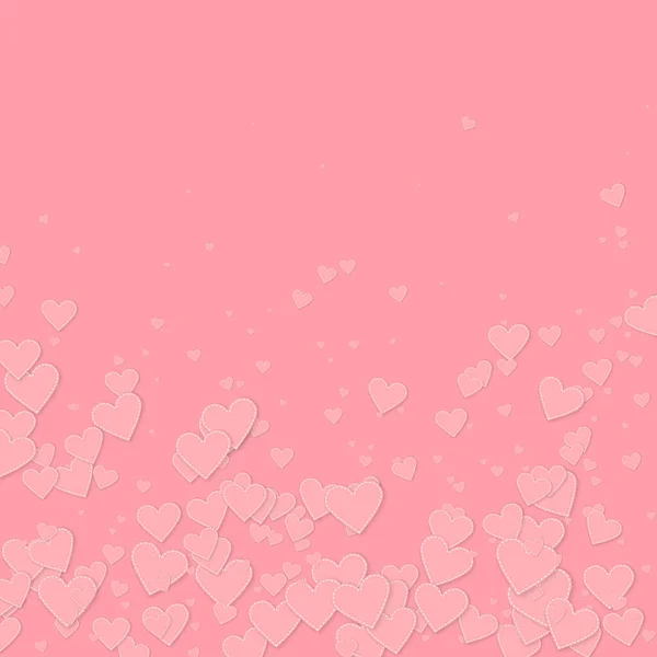 Coração Rosa Amor Confettis Dia Dos Namorados Caindo Chuva Grande — Vetor de Stock