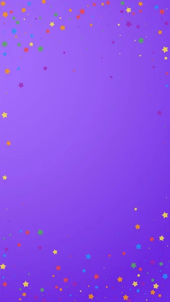 Festliches Konfetti Feierstars Fröhliche Sterne Auf Violettem Hintergrund Fetting Festliche — Stockvektor