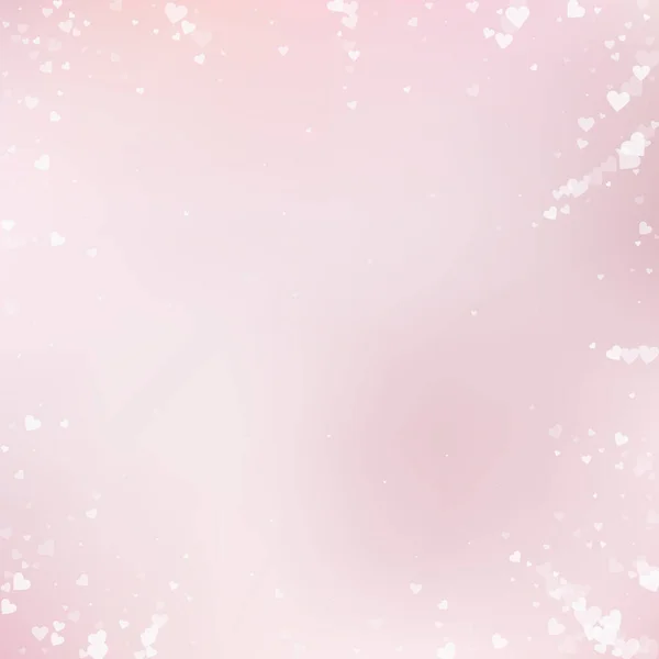 Witte Hart Liefde Confettis Valentijnsdag Vignet Sappige Achtergrond Vallende Transparante — Stockvector