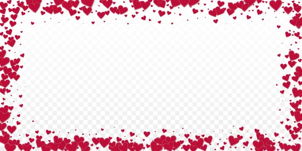Red Heart Love Confettis Valentine Day Frame Juicy Background Falling — Stock Vector
