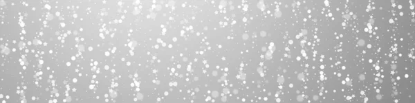 Magic Stars Christmas Background Subtle Flying Snow Flakes Stars Grey — Stock Vector