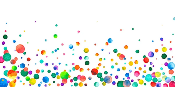 Aquarell Konfetti Auf Weißem Hintergrund Verführerische Regenbogenfarbene Punkte Fröhliche Feier — Stockfoto