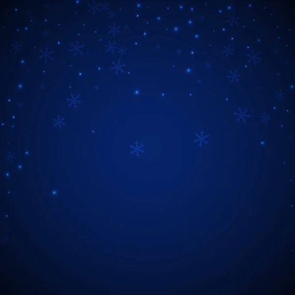 Spärlich Glühender Schnee Weihnachten Hintergrund Dezent Fliegende Schneeflocken Und Sterne — Stockvektor