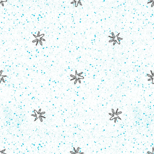 Copos Nieve Dibujados Mano Patrón Sin Costuras Navidad Copos Nieve —  Fotos de Stock