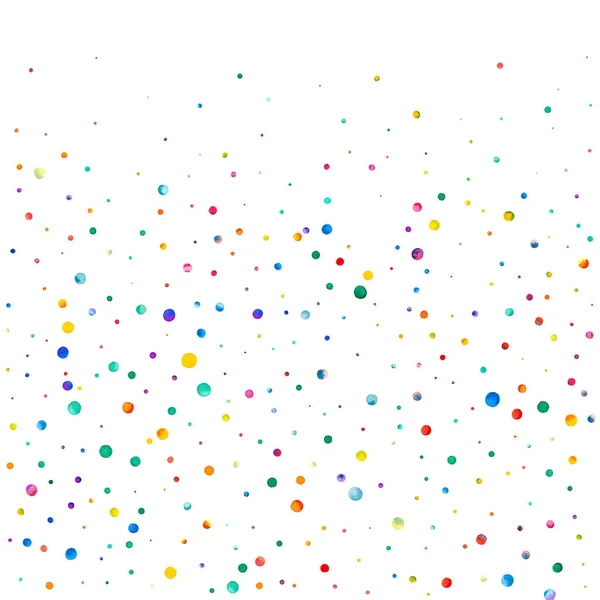 Watercolor Confetti White Background Admirable Rainbow Colored Dots Happy Celebration — Stock Photo, Image