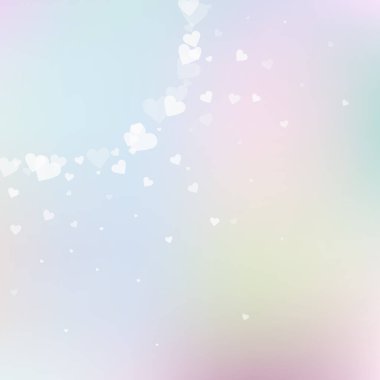 Beyaz kalp konfetileri sever. Sevgililer Günü 'nün ilginç bir geçmişi var. Pembe arka planda şeffaf kalp konfetileri. Dramatik vektör illüstrasyonu.