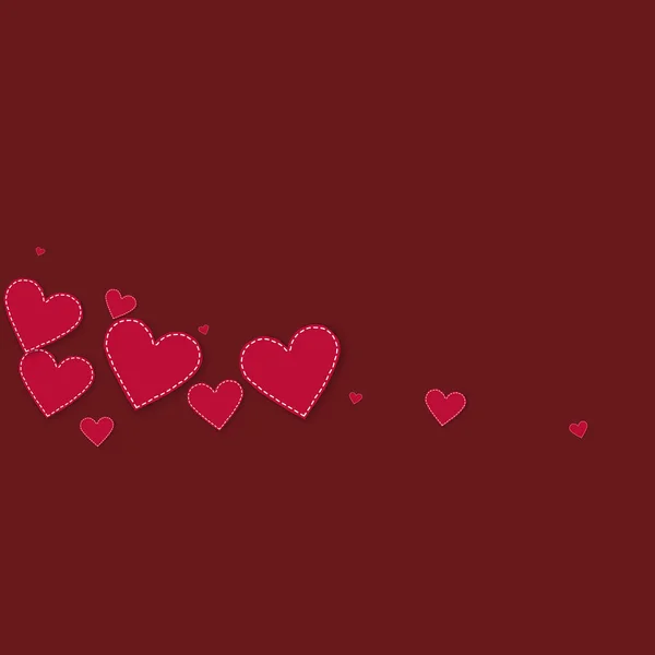 Rode Hart Liefde Confettis Valentijnsdag Komeet Creatieve Achtergrond Gevallen Gestikte — Stockvector