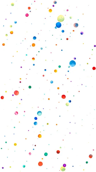 Watercolor Confetti White Background Alluring Rainbow Colored Dots Happy Celebration — 图库照片