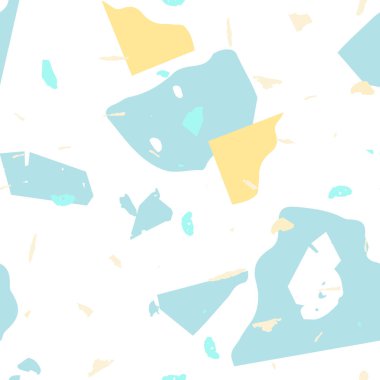 Terrazzo kusursuz desen. Mavi klasik döşeme dokusu. Doğal taşlardan, granitten, kuvarstan, mermerden, betondan yapılmış arka plan. Terrazzo pürüzsüz desenli serin renklerde. 