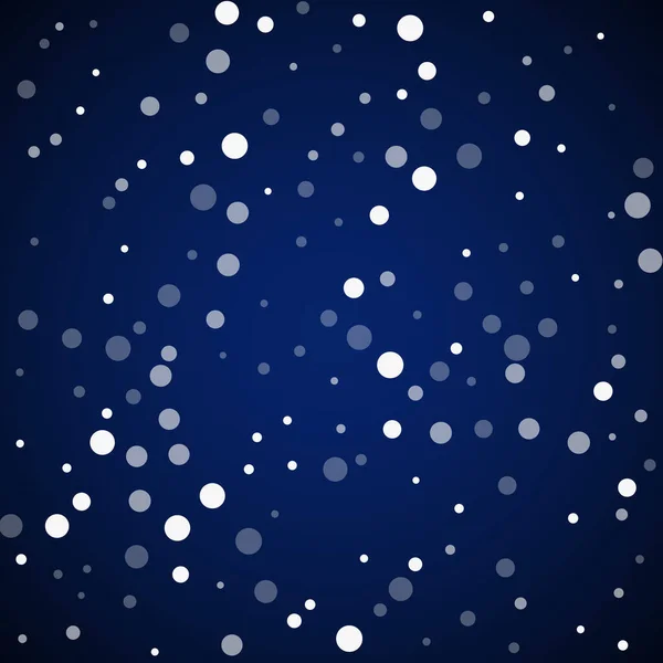 Fehér Pontok Karácsonyi Háttér Finom Repülő Hópelyhek Csillagok Sötétkék Éjszakai — Stock Vector