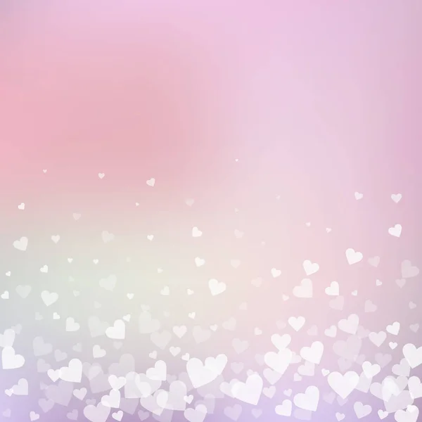 Weiße Herzen Lieben Konfettis Valentinstag Gradient Sympathischen Hintergrund Fallende Transparente — Stockvektor