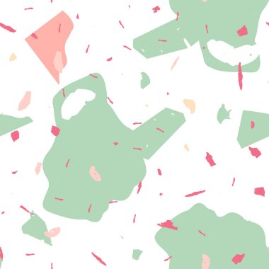 Terrazzo kusursuz desen. Pembe Venedik döşeme dokusu. Doğal taşlardan, granitten, kuvarstan, mermerden, betondan yapılmış arka plan. Terrazzo pürüzsüz desenli serin renklerde. 