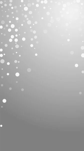 Белые Точки Рождественский Фон Тонкие Летящие Снежинки Звезды Сером Фоне — стоковый вектор
