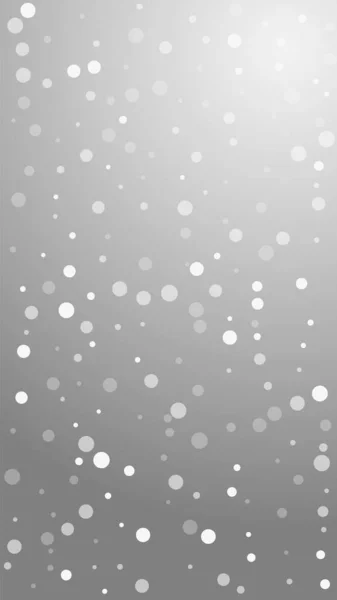 Witte Stippen Kerst Achtergrond Subtiele Vliegende Sneeuwvlokken Sterren Grijze Achtergrond — Stockvector