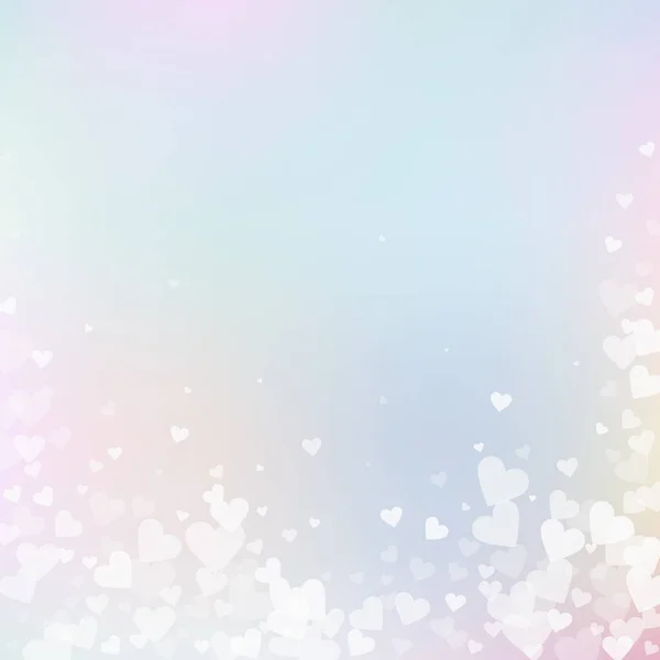 White Heart Love Confettis Valentine Day Falling Rain Fantastic Background — Stock vektor
