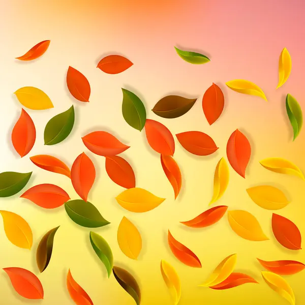 Padající Podzimní Listí Červené Žluté Zelené Hnědé Úhledné Listí Přechod — Stockový vektor