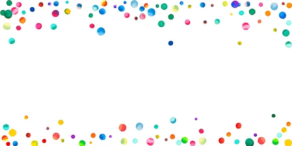 Aquarel Confetti Witte Achtergrond Schattige Regenboog Gekleurde Stippen Gelukkige Viering — Stockfoto