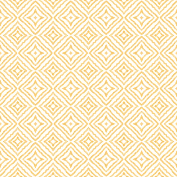 Плиточный Рисунок Акварелью Желтый Симметричный Калейдоскоп Фон Ручная Роспись Акварели — стоковое фото