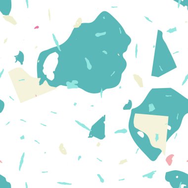 Terrazzo kusursuz desen. Mavi klasik döşeme dokusu. Doğal taşlardan, granitten, kuvarstan, mermerden, betondan yapılmış arka plan. Terrazzo pürüzsüz desenli serin renklerde. 