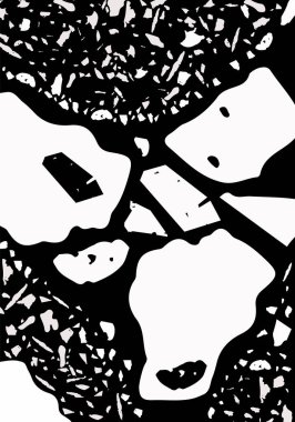 Terrazzo modern soyut şablon. Klasik İtalyan döşemesinin siyah ve beyaz dokusu. Venedik terrazzo trend vektör arka planı Taşlardan, granitten, kuvarstan, mermerden, betondan yapılmış. 