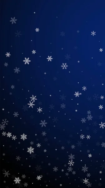 Sparse Snowfall Christmas Background Subtle Flying Snow Flakes Stars Dark — Stock vektor