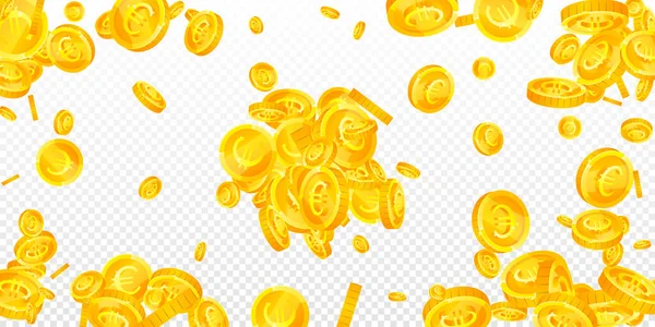 欧州連合ユーロ硬貨が落下する よく見て散在するEurコイン ヨーロッパのお金 著名なジャックポット 富や成功の概念 ベクターイラスト — ストックベクタ