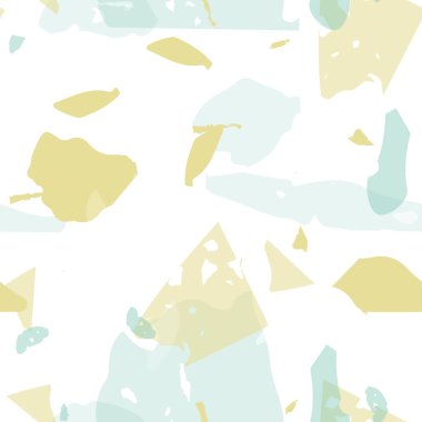 Terrazzo kusursuz desen. Pastel Venedik kaldırım taklidi fayans. Terrazzo pürüzsüz desenli, serin renklerde. Doğal taşlardan, granitten, kuvarstan, mermerden, betondan yapılmış arkaplan. 