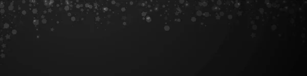 Magische Sterren Schaarse Kerst Achtergrond Subtiele Vliegende Sneeuwvlokken Sterren Zwarte — Stockvector