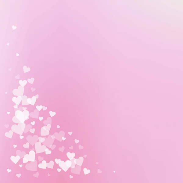 Weiße Herzen Lieben Konfettis Valentinstag Ecke Angenehmen Hintergrund Fallen Transparente — Stockvektor