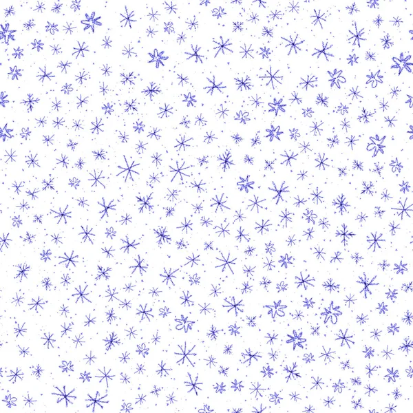 Hand Drawn Snowflakes Christmas Seamless Pattern Subtle Flying Snow Flakes — Fotografia de Stock