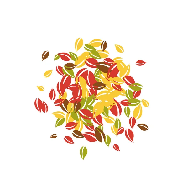 Feuilles Automne Tombantes Feuilles Chaotiques Rouges Jaunes Vertes Brunes Volant — Image vectorielle