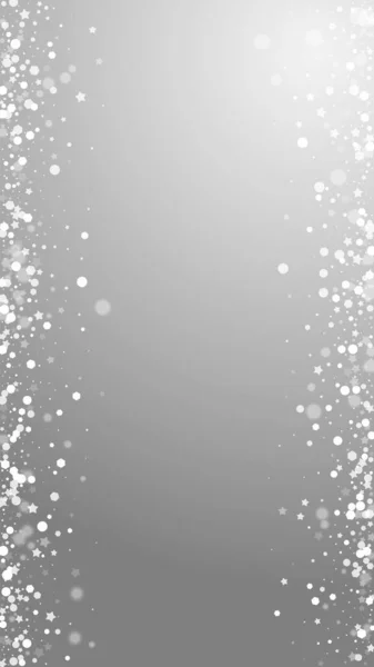 Magic Stars Christmas Background Subtle Flying Snow Flakes Stars Grey — Stock Vector