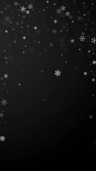 Sparse Snowfall Christmas Background Subtle Flying Snow Flakes Stars Black — Stockvektor