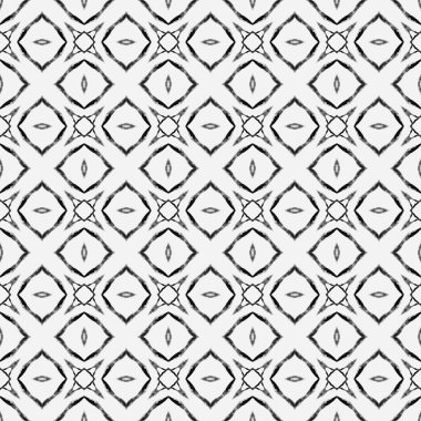 Etnik elle boyanmış desen. Siyah beyaz parlak boho şık yaz tasarımı. Suluboya yaz etnik sınır düzeni. Tekstil hazır kaliteli baskı, mayo kumaş, duvar kağıdı, ambalaj..