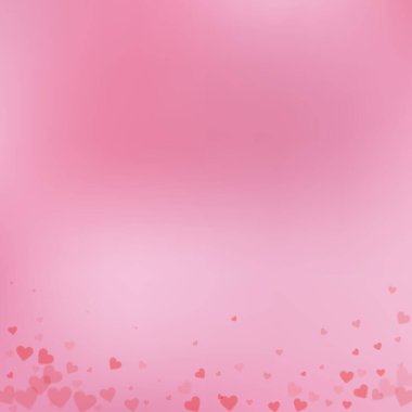 Kırmızı kalp konfetileri sever. Sevgililer Günü değişmez bir geçmişi var. Düşen şeffaf kalp konfetileri göze çarpmıyor. Enfes vektör çizimi.