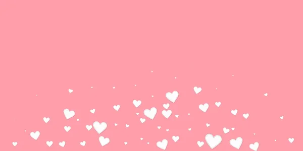 Witte Hart Liefde Confettis Valentijnsdag Explosie Trending Achtergrond Gevallen Gestikte — Stockvector