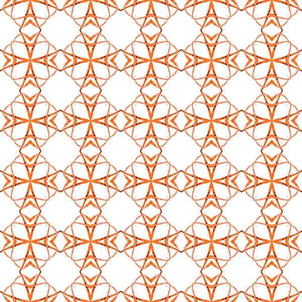 Oriental Arabesque Hand Drawn Border Orange Exotic Boho Chic Summer — Fotografia de Stock