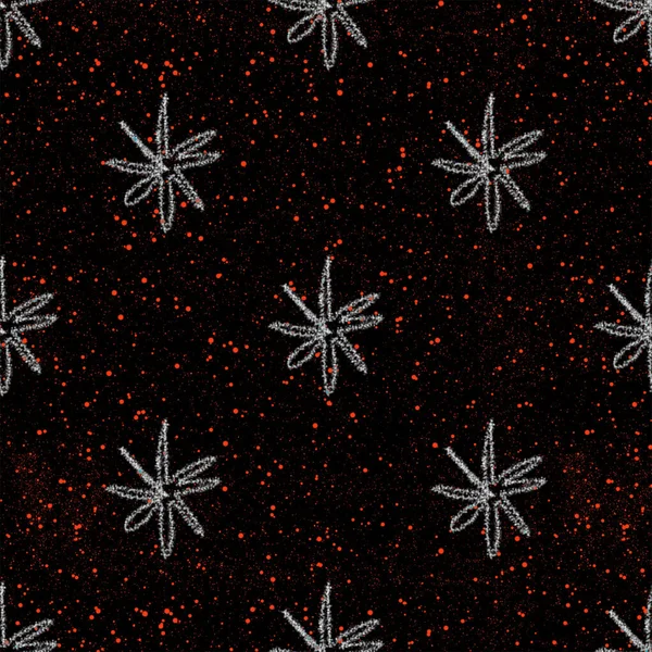 Hand Drawn Snowflakes Christmas Seamless Pattern Subtle Flying Snow Flakes — Zdjęcie stockowe