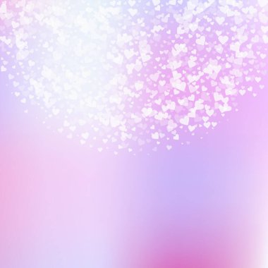 Beyaz kalp konfetileri sever. Sevgililer Günü yarım daire muhteşem bir geçmiş. Şeffaf kalp konfetileri yumuşak arka planda. Göz kamaştırıcı vektör illüstrasyonu.