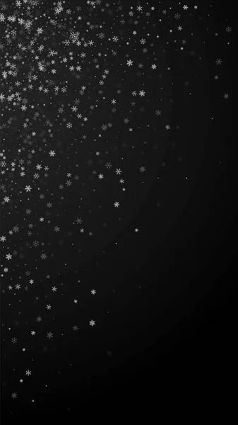 Beautiful Snowfall Christmas Background Subtle Flying Snow Flakes Stars Black —  Vetores de Stock