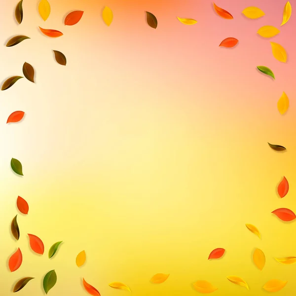 Falling Autumn Leaves Red Yellow Green Brown Random Leaves Flying — Vettoriale Stock