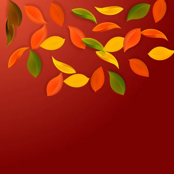 Falling Autumn Leaves Red Yellow Green Brown Neat Leaves Flying — Stockvektor