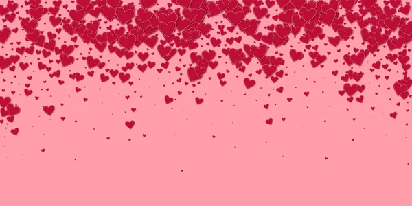 Красное Сердце Любит Конфетти День Святого Валентина Проливной Дождь Фоне — стоковый вектор