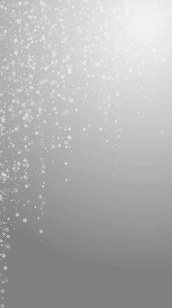 Beautiful Snowfall Christmas Background Subtle Flying Snow Flakes Stars Grey — Stock vektor